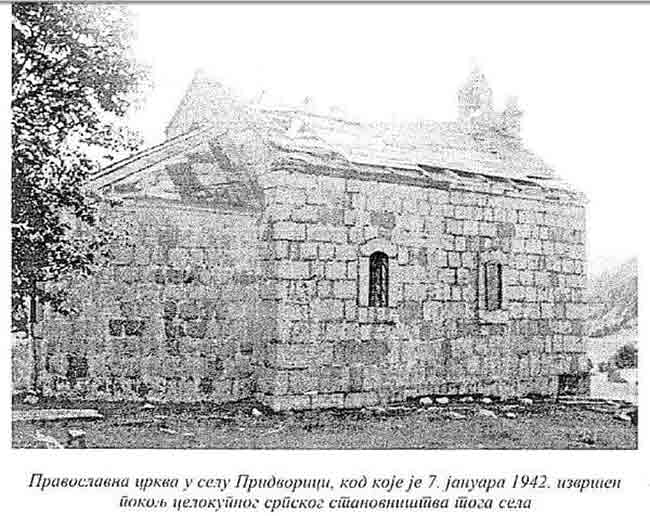 Придворица (Гацко): Црква Св. кнеза Лазара део стратишта  7. јануара 1942. године Фото: Слободна Херцеговина